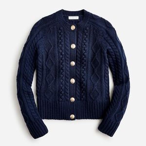J. Crew Cable-knit cardigan sweater in navy size sm